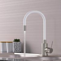 Смеситель для кухни 35k MIXLINE MLSS-0325 БЕЛЫЙ гибкий силиконовый излив, п/гайку САТИН