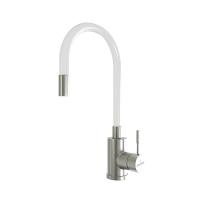 Смеситель для кухни 35k MIXLINE MLSS-0325 БЕЛЫЙ гибкий силиконовый излив, п/гайку САТИН