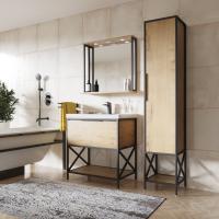 Зеркальный шкаф "БРУКЛИН" 80 Дуб Бунратти с подсветкой ЛОФТ (ЛДСП)