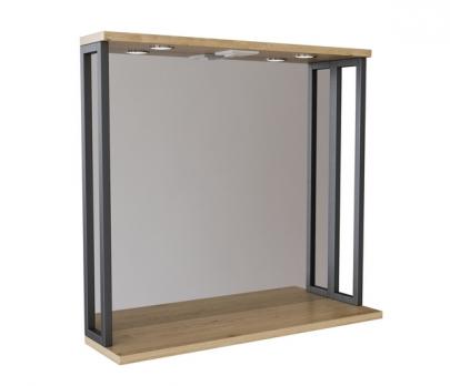 Зеркальный шкаф "БРУКЛИН" 80 Дуб Бунратти с подсветкой ЛОФТ (ЛДСП)