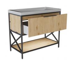 Тумба д/ванной "БРУКЛИН-100" Дуб Бунратти под раковину Фостер 100 (Kirovit) ЛОФТ (ЛДСП)