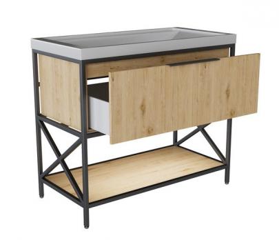 Тумба д/ванной "БРУКЛИН-100" Дуб Бунратти под раковину Фостер 100 (Kirovit) ЛОФТ (ЛДСП)