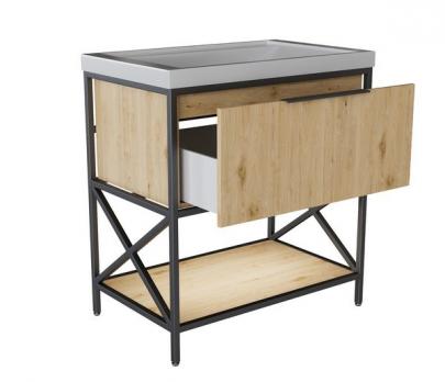 Тумба д/ванной "БРУКЛИН-80"Дуб Бунратти под раков. Фостер 80(Kirovit)/Fest 80(Sanita Luxe)ЛОФТ(ЛДСП)