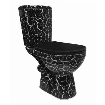 Унитаз-компакт "Комфорт" черный кракелюр (косой, нижн, сид. полип., 2-кн.арм) (Rosa)