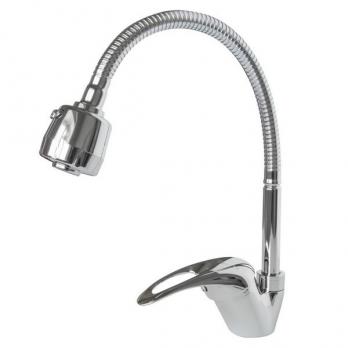 Смеситель для кухни 40к F4302-B FRAP (гибкий излив, с 2х реж. аэратором, п/гайку, хром, силумин)