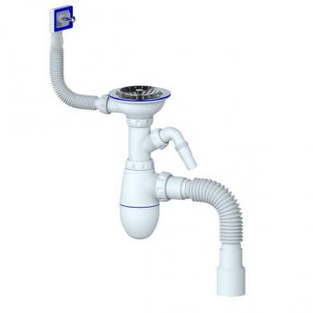 Сифон 3 1/2*40 B435VP с прямоуг. перел, с носиком, с гофрой 40*40*50 UNICORN