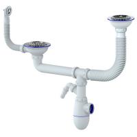 Сифон 3 1/2*40 B710V двойной, с носиком, с круглым перел. UNICORN (винт,шток,ручка-латунь)