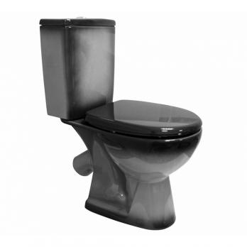 Унитаз-компакт "Уют" черный (косой, нижн, сид полип, 2-кн арм) (Rosa)