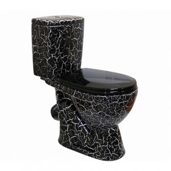 Унитаз-компакт "Лира" черный кракелюр  (косой, нижн, сид. полип., арм) (Rosa)