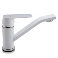 Смеситель для кухни 35к F4531 FRAP б/отв (пов. излив, п/гайку, белый/хром, латунь)