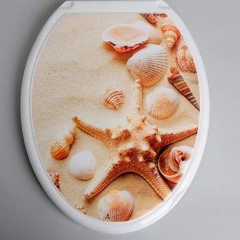 Сиденье для унитаза "Универсал Декор" Ракушка белая на песке Росспласт