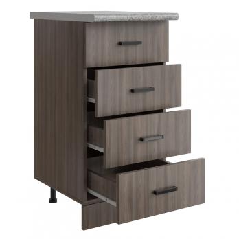 Стол разделочный 40 шимо/ясень темный (4 ящика), столешница гранит пёстрый