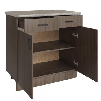 Стол разделочный 80 шимо/ясень темный   (2 ящика), столешница гранит пёстрый