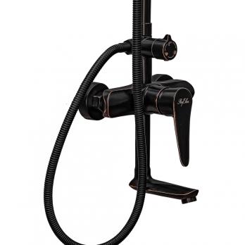 Душевая система 35к ПРОФСАН ПСМ-301-8 "STEEL BLACK" нерж сталь,лейка "Троп душ"ЧЕРНЫЙ-БРОНЗА