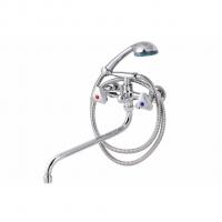 Смеситель для ванны и раковины 1/2 кер ПРОФСАН ПСМ-156-К80 "СТАНДАРТ А" эксцентрики "РУС", ХРОМ