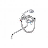 Смеситель для ванны и раковины 1/2 кер ПРОФСАН ПСМ-157-75 "ЕВРО",  эксцентрики "ЕВРО",мах КРЕСТ ХРОМ