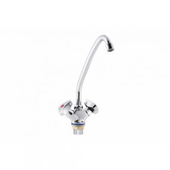 Смеситель для кухни 1/2 кер ПРОФСАН ПСМ-127-80 "СТАНДАРТ А" выс.пов.излив, б/подв, п/гайку, ХРОМ