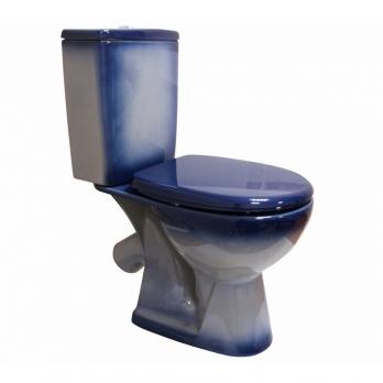 Унитаз-компакт "Уют" синий (косой, нижн, сид полип, 2-кн арм) (Rosa)