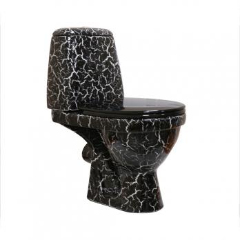 Унитаз-компакт "Премьер" черный кракелюр (гориз, нижн, сид. полип., 2-кн.арм) (Rosa)