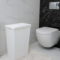 Корзина д/белья "Лофт" узкая с крышкой 50л белая