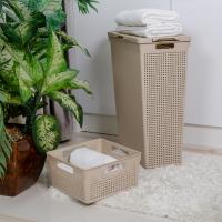 Корзина д/белья "Лофт" узкая с крышкой 50л латте