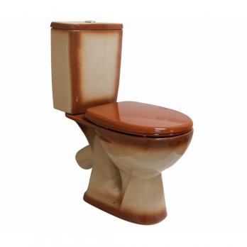Унитаз-компакт "Уют" коричневый (косой, нижн, сид полип, 2-кн арм) (Rosa)