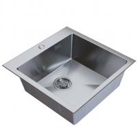 Мойка настол.монтаж 50х50 (3,0) вып 3 1/2  MIXLINE PRO с ФАСКОЙ 20см с сифоном (сатин)