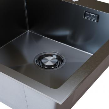 Мойка настол.монтаж 50х50 (3,0) вып 3 1/2  MIXLINE PRO с ФАСКОЙ 20см с сифоном (черный графит)