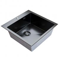 Мойка настол.монтаж 53х43 (3,0) вып 3 1/2  MIXLINE PRO с ФАСКОЙ 22см с сифоном (черный графит)