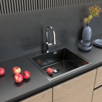 Мойка настол.монтаж 53х43 (3,0) вып 3 1/2  MIXLINE PRO с ФАСКОЙ 22см с сифоном (черный графит)