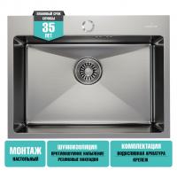 Мойка настол.монтаж 60х45 (3,0) вып 3 1/2  MIXLINE PRO 22см с сифоном (сатин)