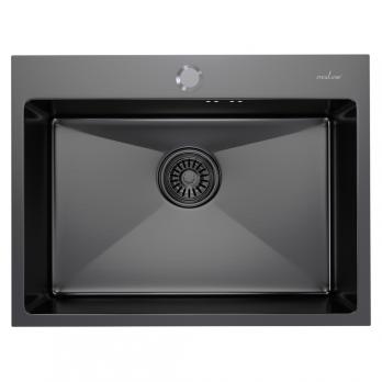 Мойка настол.монтаж 60х45 (3,0) вып 3 1/2  MIXLINE PRO С ФАСКОЙ 22см с сифоном (черный графит)