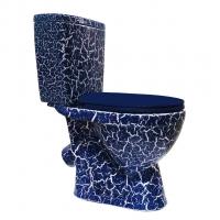 Унитаз-компакт "Лира" синий кракелюр (косой, нижн, сид. полип., арм) (Rosa)