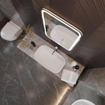 Зеркало MIXLINE "Мальта-3" 550*800 (ШВ) сенсорный выключатель, часы внешней настройки + подогрев