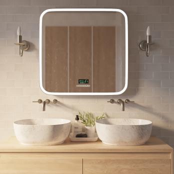 Зеркало MIXLINE "Стив-6" 800*680 (ШВ) сенсорный выключатель, часы, термометр, Bluetooth +подогрев