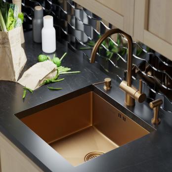 Мойка подст.монтаж 45х42 (3,0) вып 3 1/2  MIXLINE PRO 20см с сифоном (бронза)