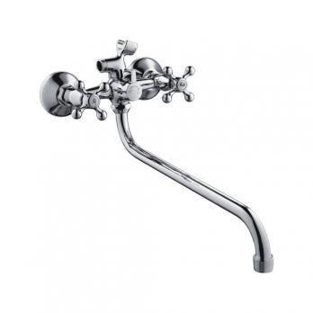 Смеситель для ванны и раковины 1/2 кер CN2208-2 CRON труб. излив 300 мм, с душ. аксессуарами ХРОМ