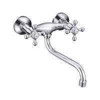 Смеситель для кухни настенный 1/2 кер CN4608 CRON нижний излив, КРЕСТ, ХРОМ