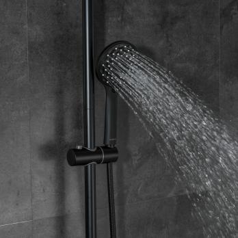 Душевая система термостат  G2490-6 GAPPO лейка "Тропический душ" D225 ЧЕРНЫЙ