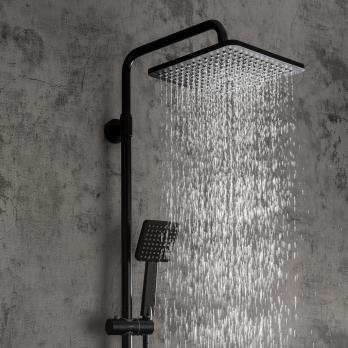 Душевая система термостат  G2491-6 GAPPO лейка "Тропический душ" квадрат 250*250 ЧЕРНЫЙ