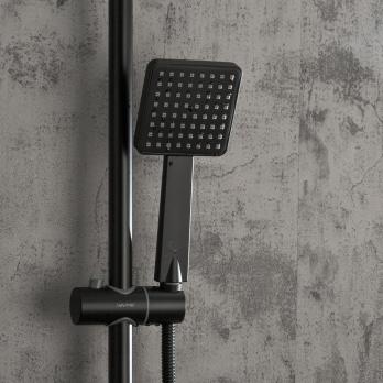 Душевая система термостат  G2491-6 GAPPO лейка "Тропический душ" квадрат 250*250 ЧЕРНЫЙ