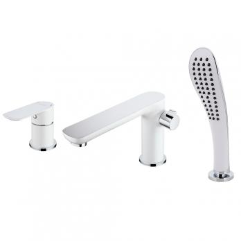 Смеситель для акриловой ванны 35к G1148 GAPPO (3 отв.) БЕЛЫЙ-ХРОМ