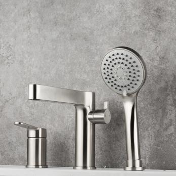 Смеситель для акриловой ванны 35к G1199-30 GAPPO нерж сталь, (3 отв.) САТИН