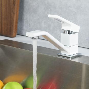 Смеситель для кухни 35k G4517-8 GAPPO длинный пов. излив, п/гайку, БЕЛЫЙ-хром