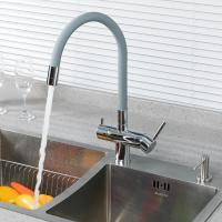 Смеситель для кухни 35к G4398-30 GAPPO гибкий излив, с вых. для пит. фильтра, п/шпильку СЕРЫЙ-хром