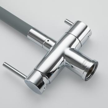 Смеситель для кухни 35к G4398-30 GAPPO гибкий излив, с вых. для пит. фильтра, п/шпильку СЕРЫЙ-хром