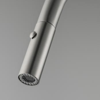 Смеситель для кухни 35к G4398-45 GAPPO нерж. сталь, высокий выдвижной излив, САТИН