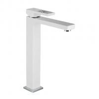 Смеситель для раковины 35к G1017-2 GAPPO литой, высокий, БЕЛЫЙ-ХРОМ