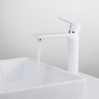 Смеситель для раковины 35к G1048-2 GAPPO высокий, литой, п/гайку, БЕЛЫЙ-ХРОМ