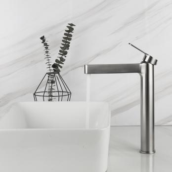 Смеситель для раковины 35к G1099-32 GAPPO высокий, нерж. сталь, литой, п/гайку, САТИН